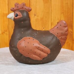 Vintage Kimple Hen Figurine Rustic Farmhouse Chicken Folk Art Decor 1980s